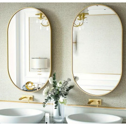 Lustro Elipsa 100x50cm złote ścienne owalne łazienkowe do salonu sypialni loftowe Industrialne minimalistyczne