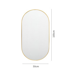 Lustro Elipsa 100x50cm złote ścienne owalne łazienkowe do salonu sypialni loftowe Industrialne minimalistyczne