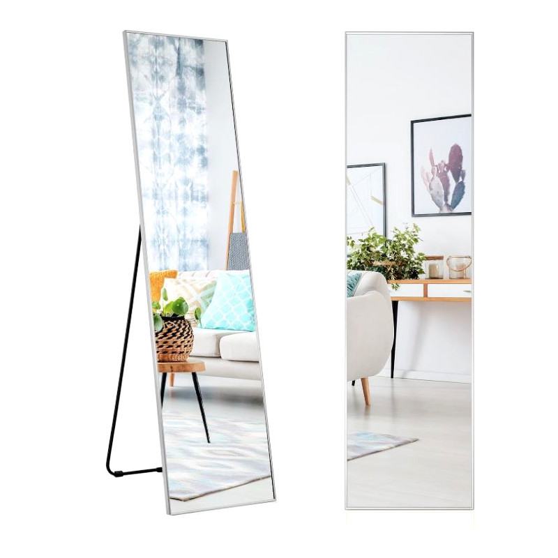 Wolnostojące lustro podłogowe białe pełnowymiarowe 165x50 do przedpokoju salonu