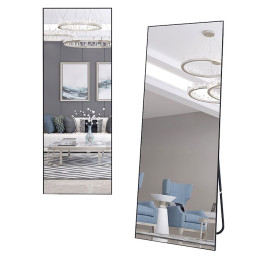 Czarne lustro podłogowe ZJ-02 165x50