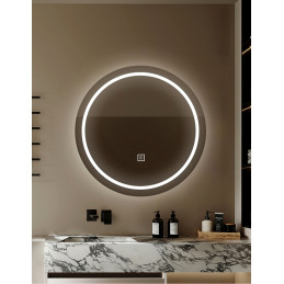 Lustro LED okrągłe 60 cm z podświetleniem i dotykowym włącznikiem
