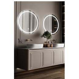 Lustro LED okrągłe 70 cm z podświetleniem i włącznikiem dotykowym