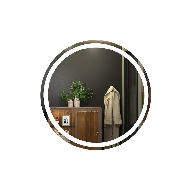 LUSTRO OKRĄGŁE LED FI70  cm WŁĄCZNIK DOTYKOWY PIASKOWANE ŁAZIENKOWE Z PODŚWIETLENIEM