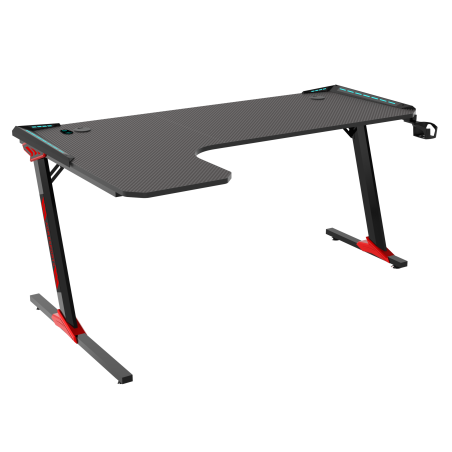 Biurko gamingowe L Carbon 140x100 z LED