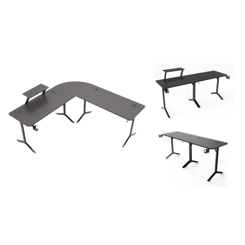 Biurko Gamingowe Komputerowe Narożne dla gracza Carbon