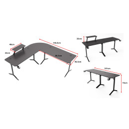 Biurko Gamingowe Komputerowe Narożne dla gracza Carbon