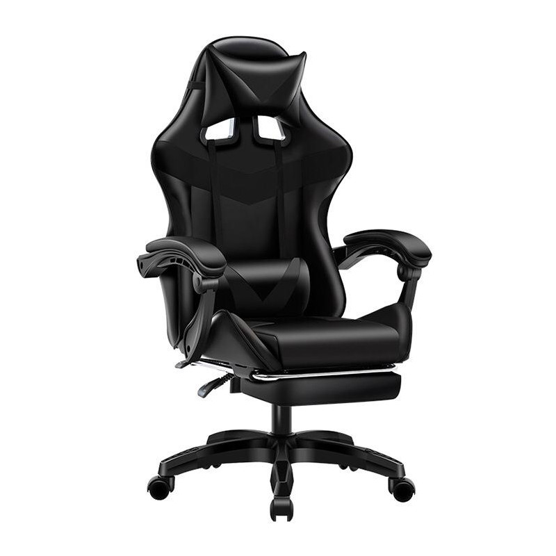 Fotel gamingowy Games czarny z podnóżkiem i masażem