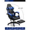 Fotel gamingowy Games niebieski/czarny z masażem i podnóżkiem