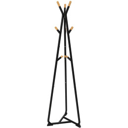 Wieszak LOFT na ubrania stojący podłogowy czarny/drewno buk