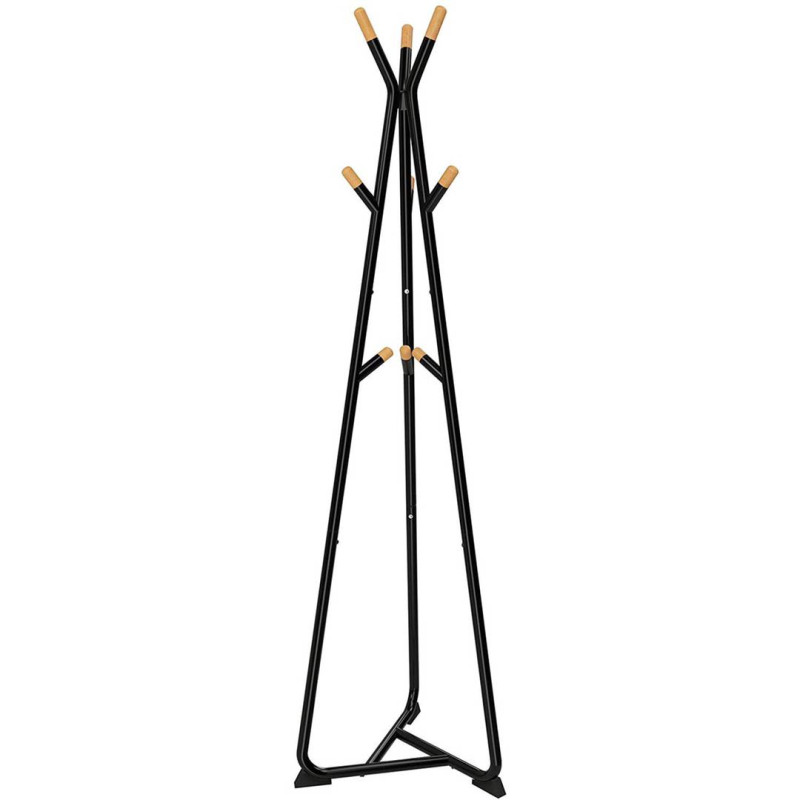 Wieszak LOFT czarny z elementami drewna buk