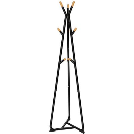 Wieszak LOFT czarny z elementami drewna buk