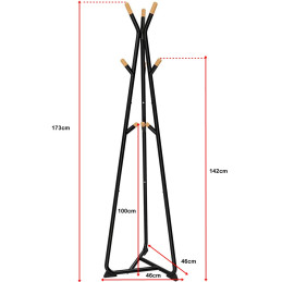 Wieszak LOFT czarny z elementami drewna buk