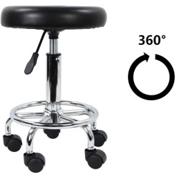 Taboret fryzjerski okrągły czarny C-9350