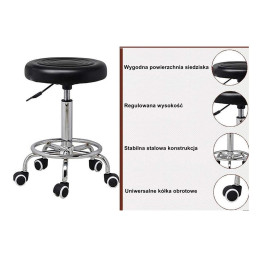 Taboret fryzjerski okrągły czarny C-9350