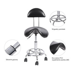 Taboret fryzjerski C-9355 czarny, regulowany, eco-skóra