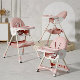 Krzesełko do karmienia tapicerowane dla dzieci różowe