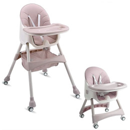 Różowe tapicerowane krzesełko do karmienia dzieci