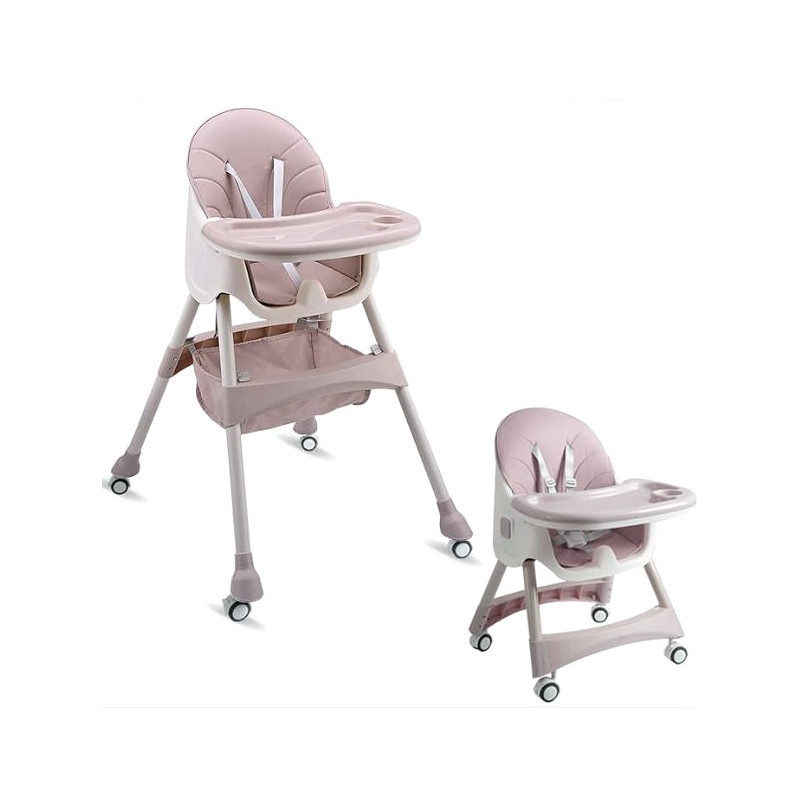 Różowe tapicerowane krzesełko do karmienia dzieci