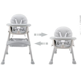 Tapicerowane krzesełko do karmienia dla dzieci szare