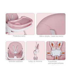 Tapicerowane krzesełko do karmienia dla dzieci szare