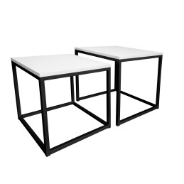 Stolik kawowy 2W1 biały podstawa czarna