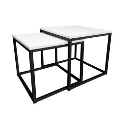 Stolik kawowy 2W1 biały podstawa czarna