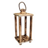 Lampion drewniany latarnia 40cm - opalany z uchwytem i nóżkami