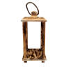 Lampion drewniany latarnia 40cm - opalany z uchwytem i nóżkami