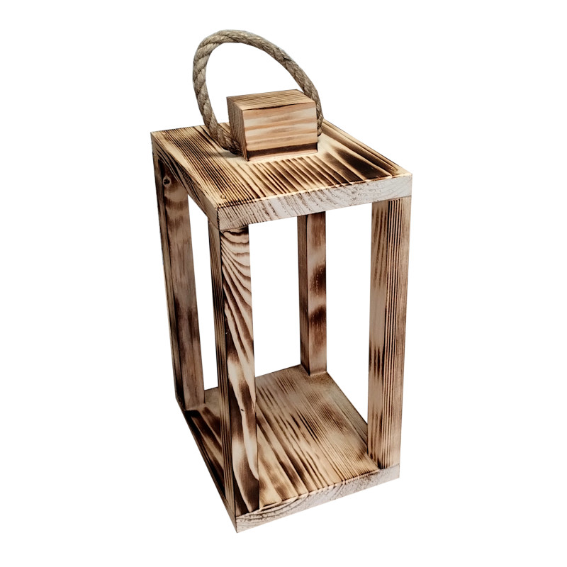 Lampion drewniany latarnia 38cm uchwyt baza pod stroik