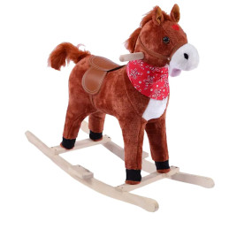 Brązowy konik na biegunach z ruchomym ogonem i dźwiękiem