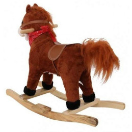 Brązowy konik na biegunach z ruchomym ogonem i dźwiękiem