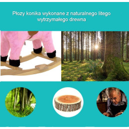 Konik Różowy Koń na biegunach rży + ruchomy ogon i pysk bujak