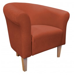 Fotel Milo Mikrofaza cegła z drewnianymi nogami buk 20 cm