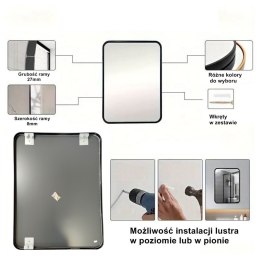 Lustro LOFT  40x60cm czarne ścienne okrągłe łazienkowe do salonu sypialni loftowe Industrialne minimalistyczne