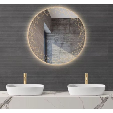 copy of LUSTRO OKRĄGŁE LED FI50cm WZÓR  J02 WŁĄCZNIK DOTYKOWY PIASKOWANE ŁAZIENKOWE Z PODŚWIETLENIEM