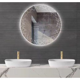 Lustro okrągłe LED 60 cm z piaskowanym wzorem