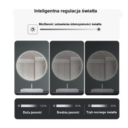 Lustro okrągłe LED 60 cm z piaskowanym wzorem