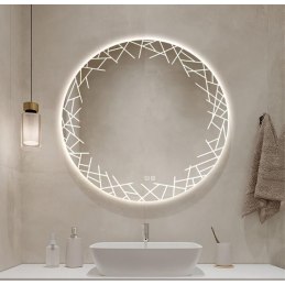 copy of LUSTRO OKRĄGŁE LED FI50cm WZÓR  J02 WŁĄCZNIK DOTYKOWY PIASKOWANE ŁAZIENKOWE Z PODŚWIETLENIEM