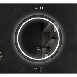 Lustro okrągłe LED 60 cm z piaskowanym wzorem