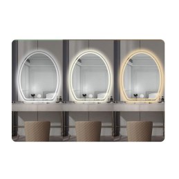 Lustro LED 50 cm z piaskowanym wzorem i dotykowym włącznikiem