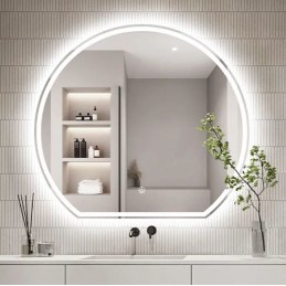 Lustro LED 60cm z piaskowanym wzorem i włącznikiem dotykowym