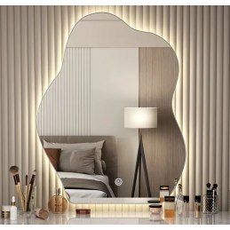 LUSTRO LED 50x70 YU01 WŁĄCZNIK DOTYKOWY PIASKOWANE ŁAZIENKOWE Z PODŚWIETLENIEM