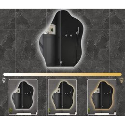 LUSTRO LED 50x70 YU01 WŁĄCZNIK DOTYKOWY PIASKOWANE ŁAZIENKOWE Z PODŚWIETLENIEM