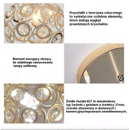 Lampa sufitowa z ażurowymi kloszami kryształkami wisząca AT10-3SZ-Gold