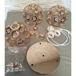 Lampa sufitowa z ażurowymi kloszami kryształkami wisząca AT10-3SZ-Gold