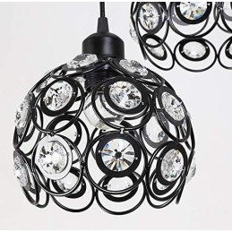 Lampa sufitowa AT10-3SZ-Black z ażurowymi kloszami i kryształkami