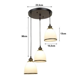 Lampa sufitowa szklana klosz metalowa wisząca AT11-3SZ-Black+White