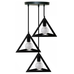 Lampa sufitowa loft trójkątna 3-kloszowa czarna