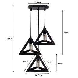 Lampa sufitowa metalowa loft trójkątna wisząca AT13-3SZ-Black