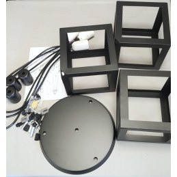 Lampa sufitowa metalowa loft 3 sześcienne klosze